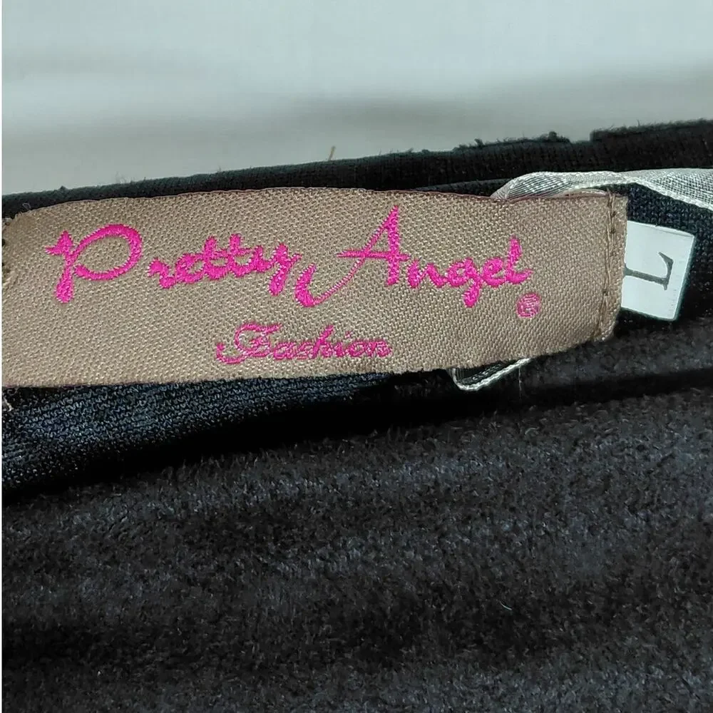 Pretty Angel Silk Blend Black Asymmetric Casual Skirt Women Size L